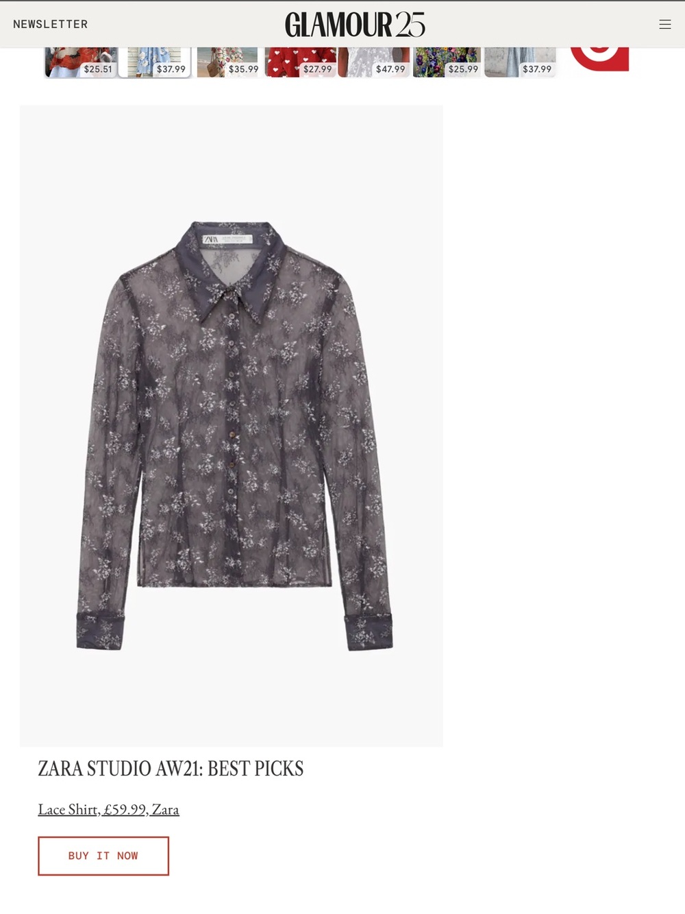 Zara Sheer Floral Lace Button-Up Shirt - Gray